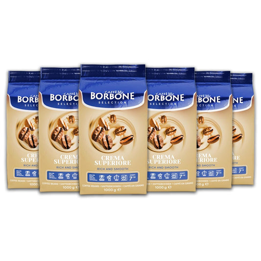 Caffè Borbone Whole Bean Coffee, Crema Superiore, Arabica and Robusta Blend - Roasted and Freshly Packaged in Italy - 2.2 Pound Bag (Pack of 6)