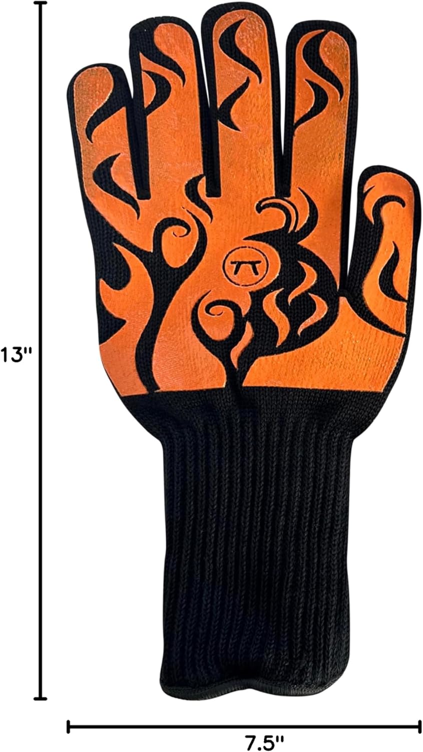 Outset Heat Resistant Grill Glove, Set of 1 with Flames Design