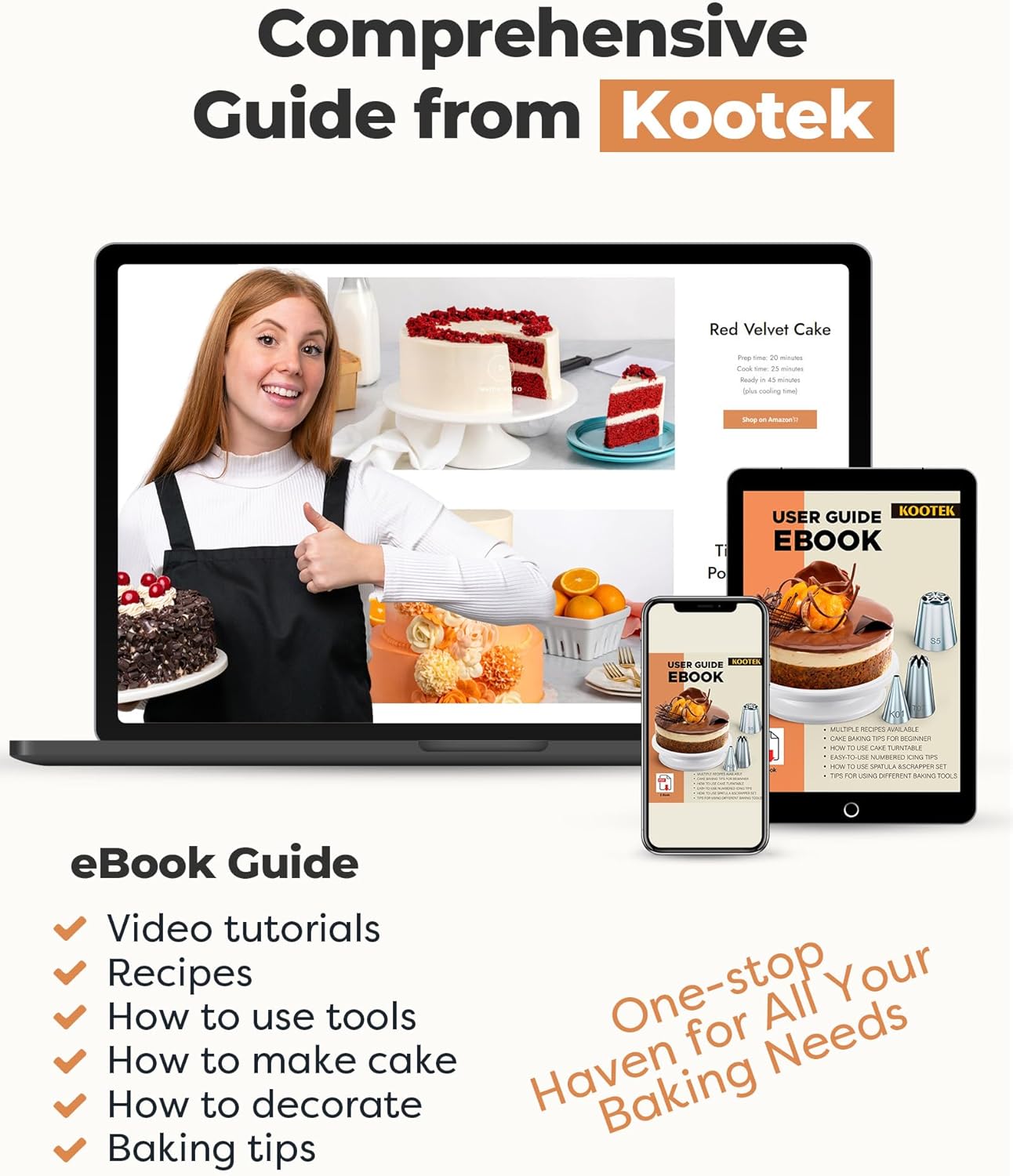 Kootek 71PCs Cake Decorating Kit, Baking Supplies Tools - Includes Cake Stand Turntable, 12 Icing Piping Tips, 2 Frosting Spatulas, 3 Scrapers, 50+2 Piping Bags, Coupler, Video Tutorial, Booklet