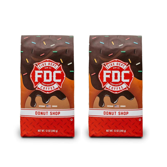 Fire Department Coffee - Gives Back to Firefighters - Donut Shop Ground Coffee - Sweet & Smooth - Medium Roast - Roasted in the USA - Veteran Owned (12 oz, Pack of 2)