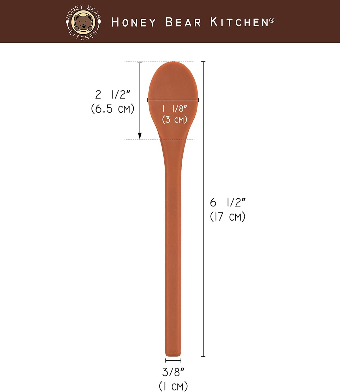 Honey Bear Kitchen Silicone Stirring Spoon (Set of 2, Dark Honey) for Coffee & Tea