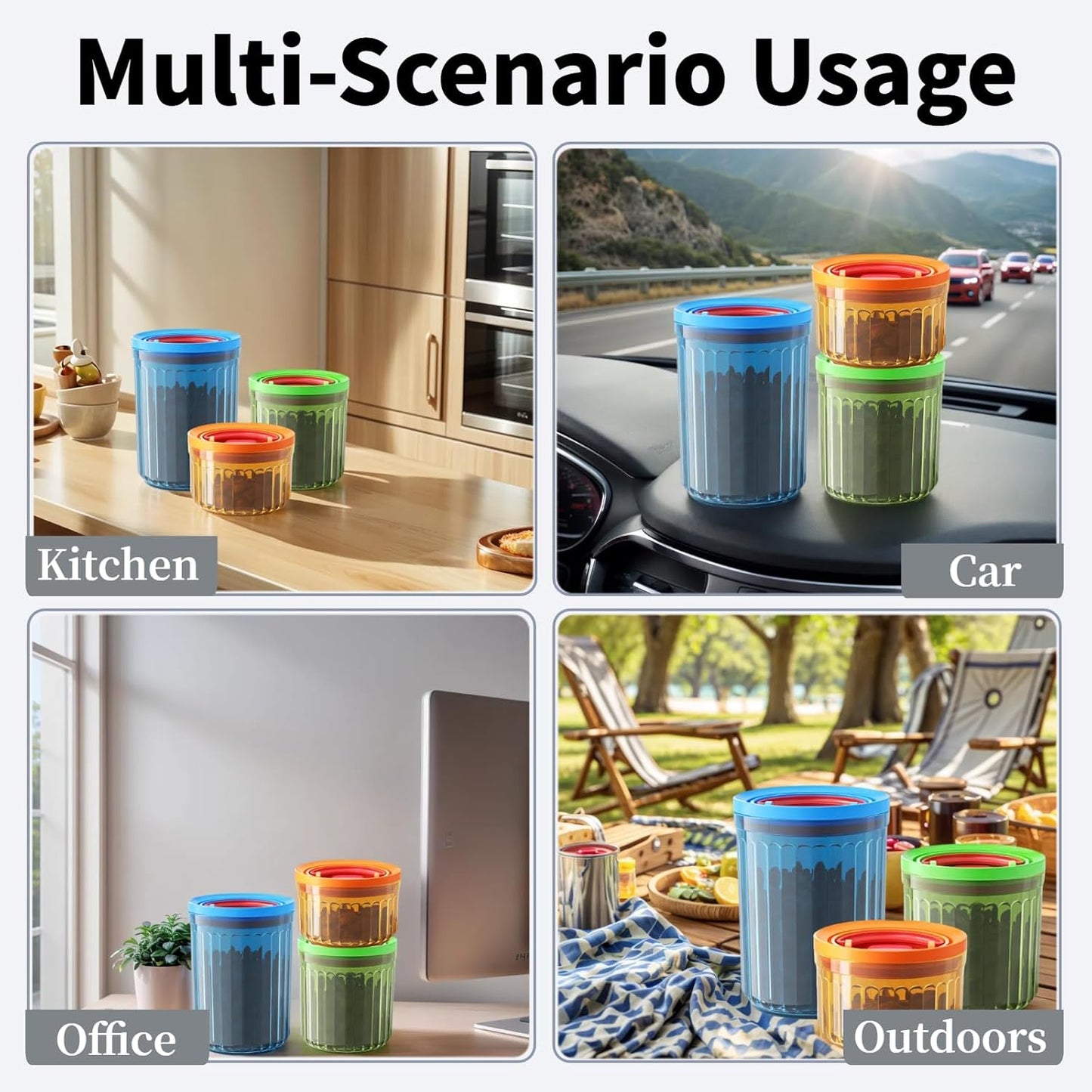 Small Sugar Tea Coffee Canister Container Set Airtight Storage Containers for Coffee Beans Patented Pull Snap Lock with Lids BPA Free Plastic 10/17/24oz