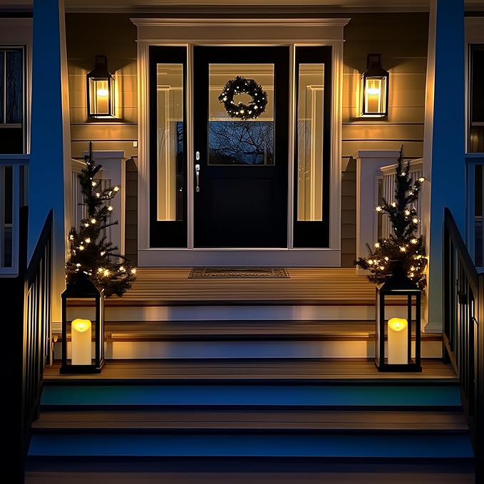 Homemory 4"x9" Outdoor Waterproof Flameless Candles with Timers and Remote Control, Battery Operated Candles, LED Plastic Candles, Ivory White, Set of 2