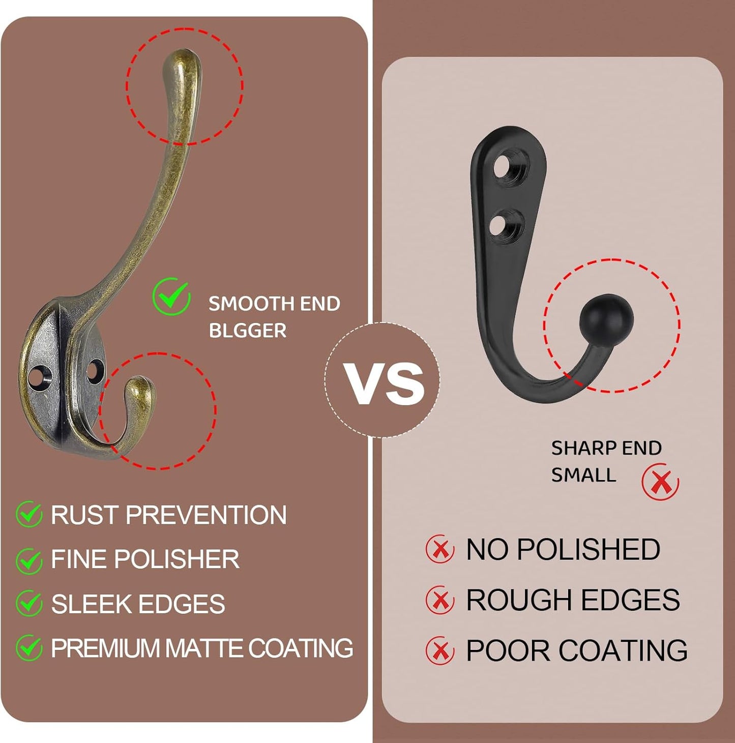 Wall Hooks for Hanging, 25-Pack Heavy Duty Metal Coat Hooks, for Living Room, Bathroom, Kitchen, Bedroom for Towel, Hat, Key, Closet, Bag (Bronze)