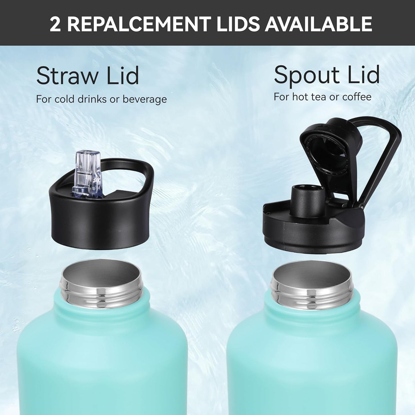 HASLE OUTFITTERS Half Gallon Insulated Water Bottles 64 oz, Stainless Steel Metal Water Jug with 2 Lids Keep Cold 48h/Hot 24h, Leak Proof & BPA-Free Water Flask Jug(Pink Blue Gradient,1)