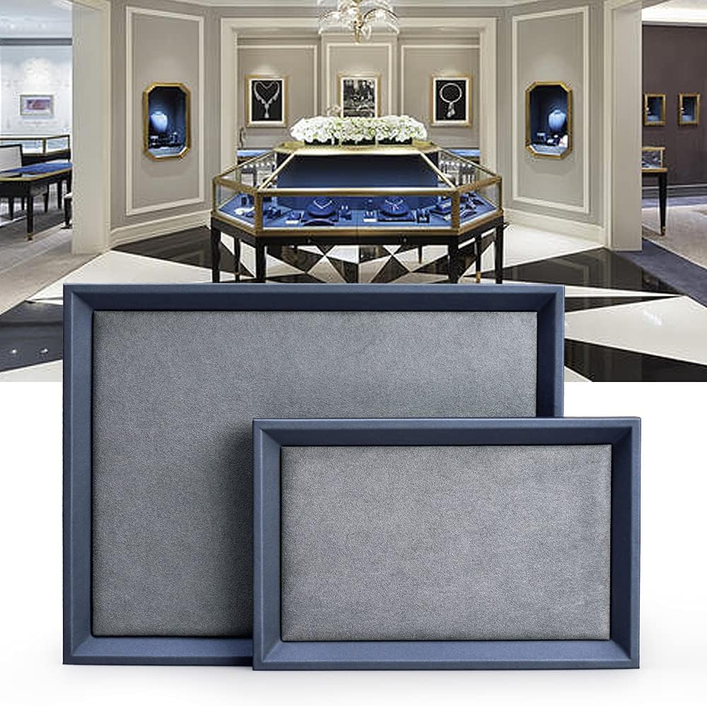 Oirlv Premium Leather Flat Jewelry Tray Jewelry Display Organizer,Valet Tray for Nightstand or Dresser Organizer(Small)