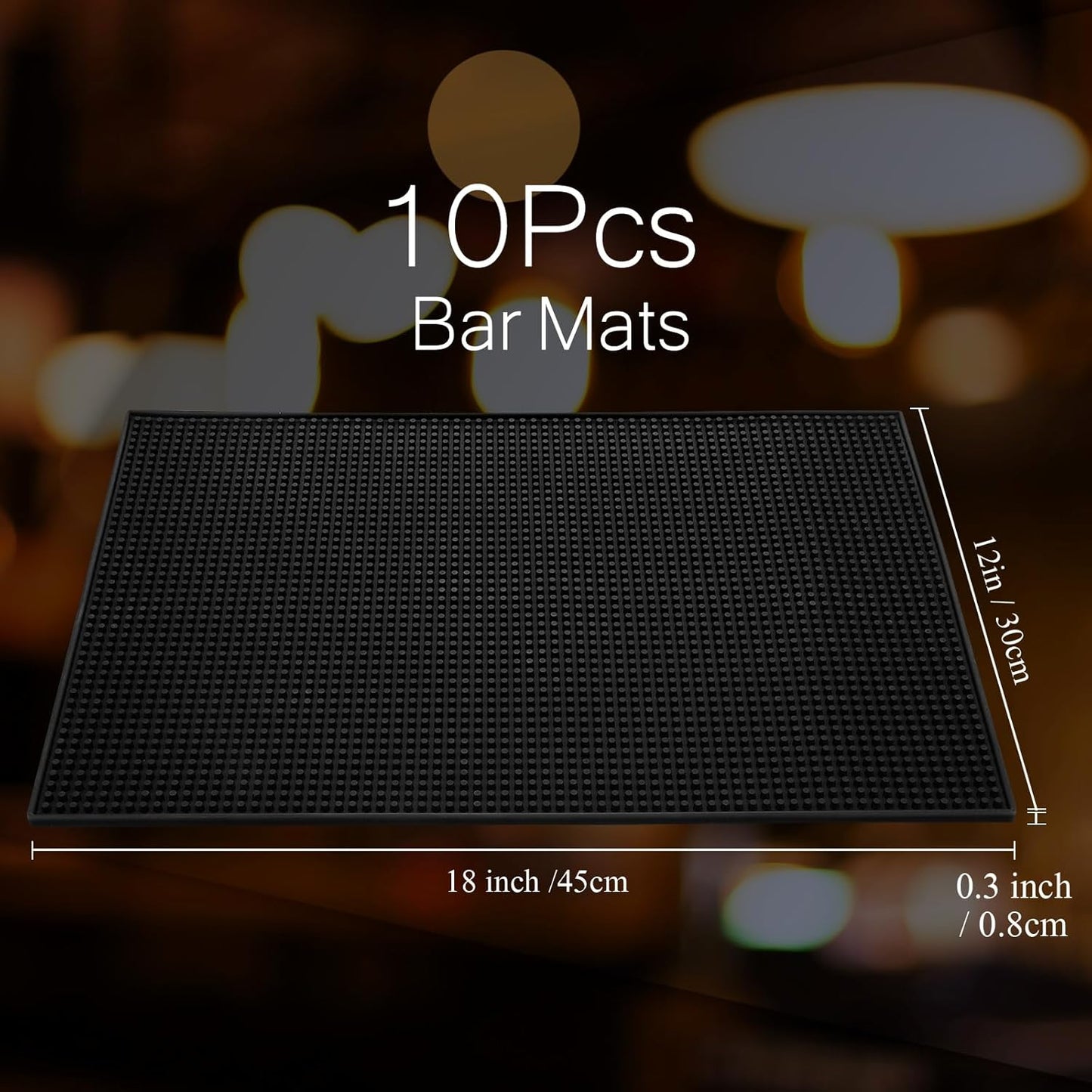 Tioncy 10 Pcs Bar Mat for Countertop 18 x 12 Inch Non Slip Rubber Mat Service Spill Cocktail Bartending Coffee Bar Mats for Hot Dishes Restaurants Barbershop Clippers Hot Pads, Black