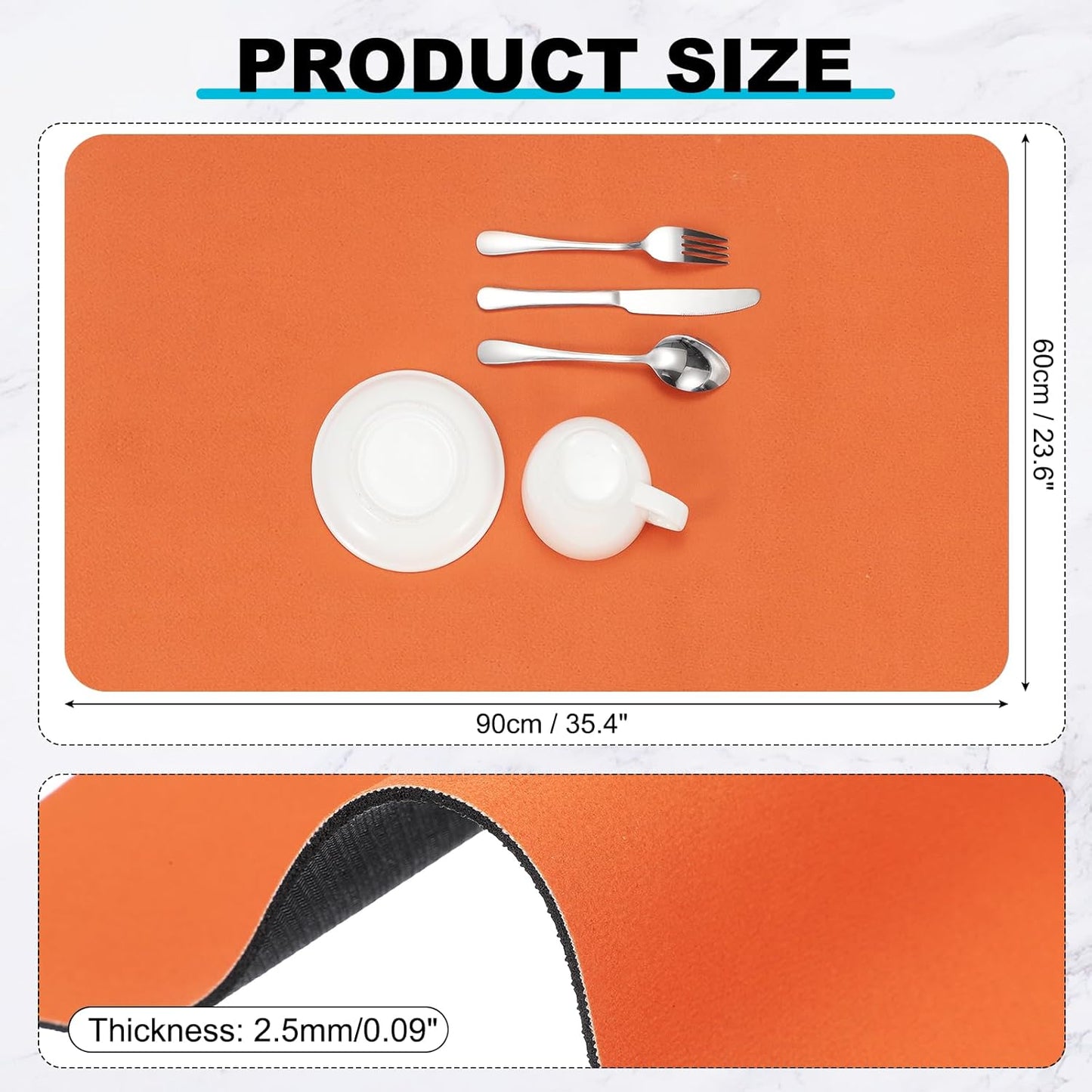uxcell Silicone Mats for Kitchen Counter, 35.4" x 23.6" Non-Slip Countertop Protector Mat Heat Resistant Coffee Mat Waterproof Table Placemat, Orange