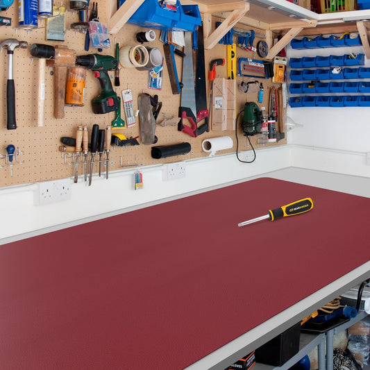 Wine Red Plastic Table Cover Protector, 36" x 54" Waterproof Easy Flat PVC Desk Pad Mat, 1.5mm Thick Rectangle Vinyl Table Top Protector for Dining Room Table, Office, Dresser