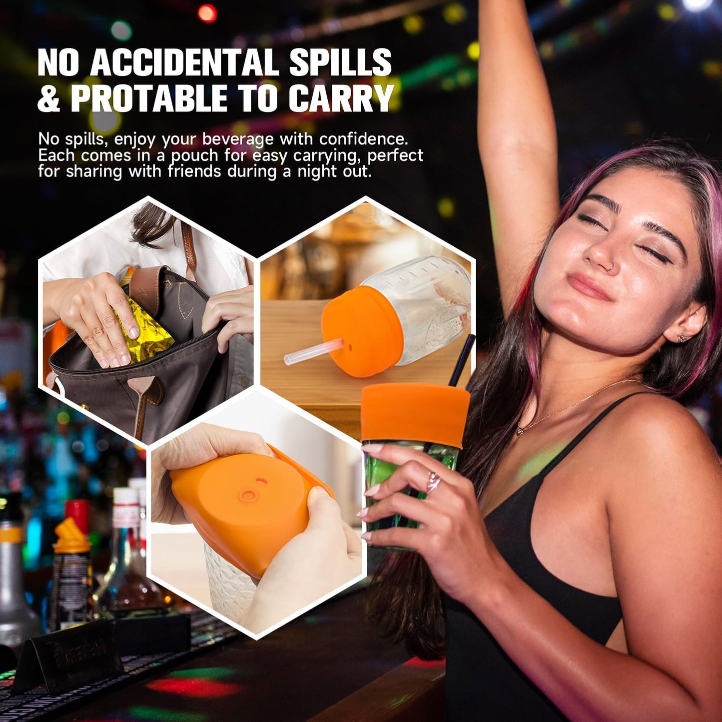 Drink Protection Cover | 100% Silicone and Reusable, Perfect for Parties, Bars or Clubs, Fits All Cup Sizes | Stop Worrying About Beverage Safety (6 Colors)