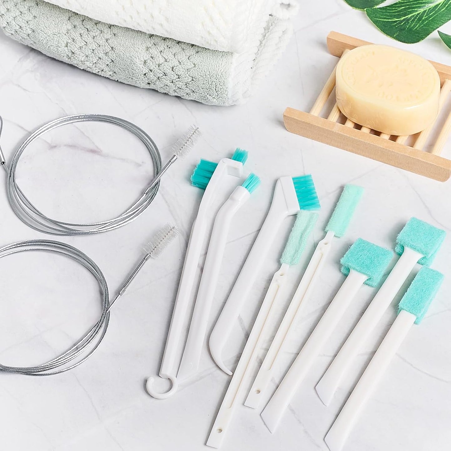 TUZAZO Ice Machine Cleaner Brush Kits, 10 PCS Ice Maker Cleaning Tools - 2PCS Long Drain Pipe Brushes and 8 PCS Crevice Cleaning Brushes