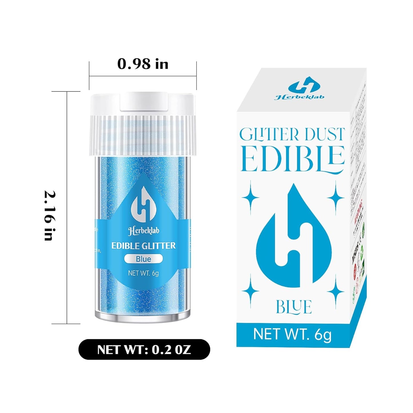 Blue Edible Glitter for Cocktails - 6g Blue Luster Dust Edible Drink Glitter Food Grade Metallic Shimmer Powder Sprinkles for Beverage Cake Chocolate Candy