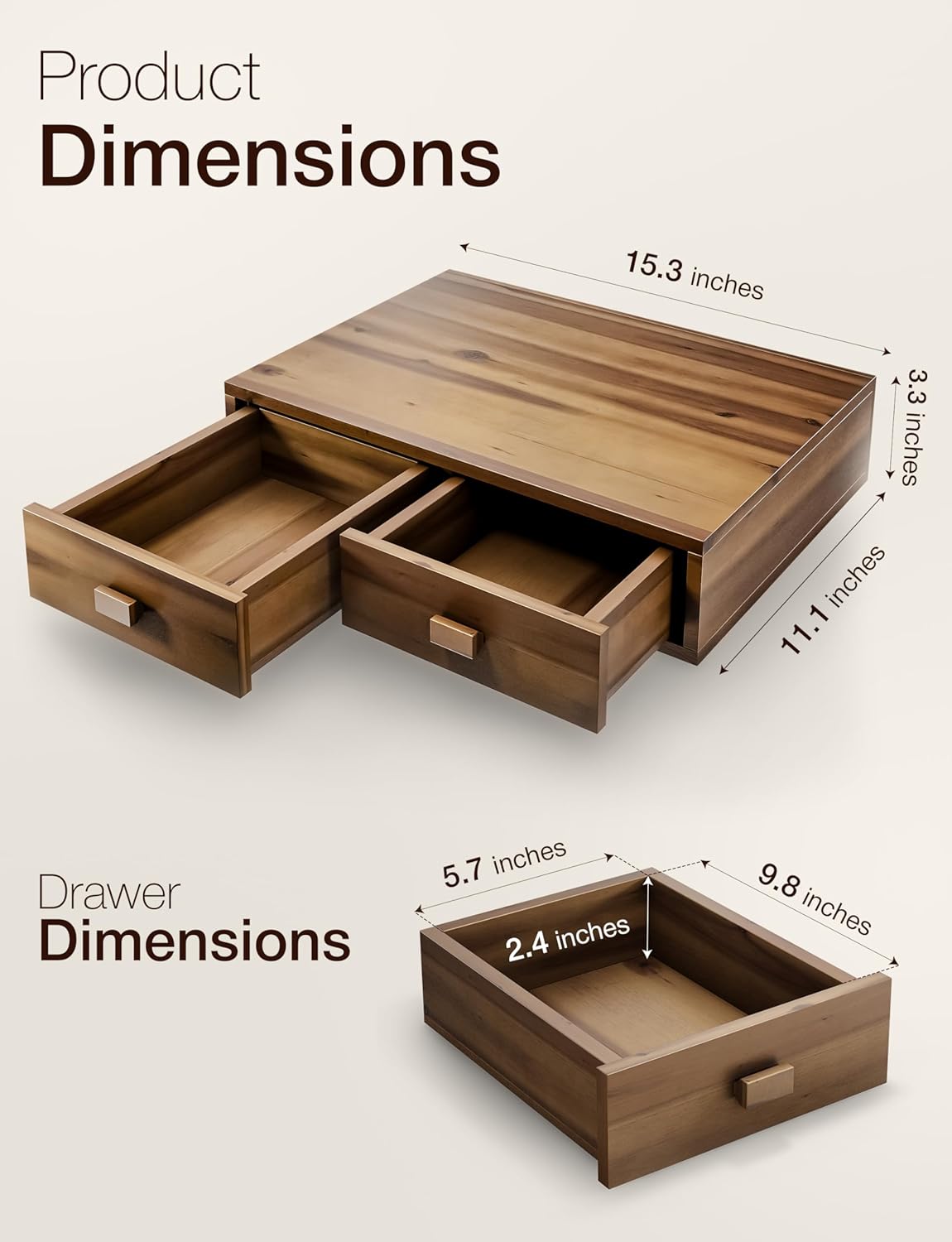 Tinamo Acacia Wood Coffee Pod Storage Drawer for K-cup Holder, Coffee Pod Drawer for Nespresso Pods Holder - Coffee Pod Holder with Drawers, Coffee Station Organizer for K Pod Holder (Walnut color)