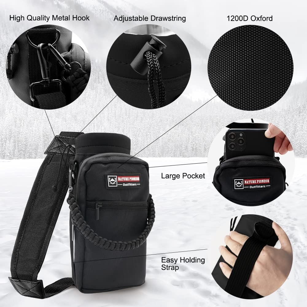 NATURE PIONEOR Insulated Water Bottles with Straw - 24oz Stainless Steel Vacuum Bottle with Holder/Carrier/Sleeve - Reusable 18/8 Food Grade 24 oz Water Jug