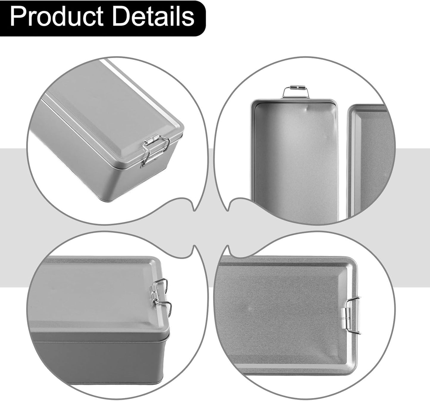 Metal Tin Box, Tinplate Metal Storage Tins Tea Container Rectangular Cookie Box With Lids For Storaging Cookies Snowflake Pastries Tea(L)