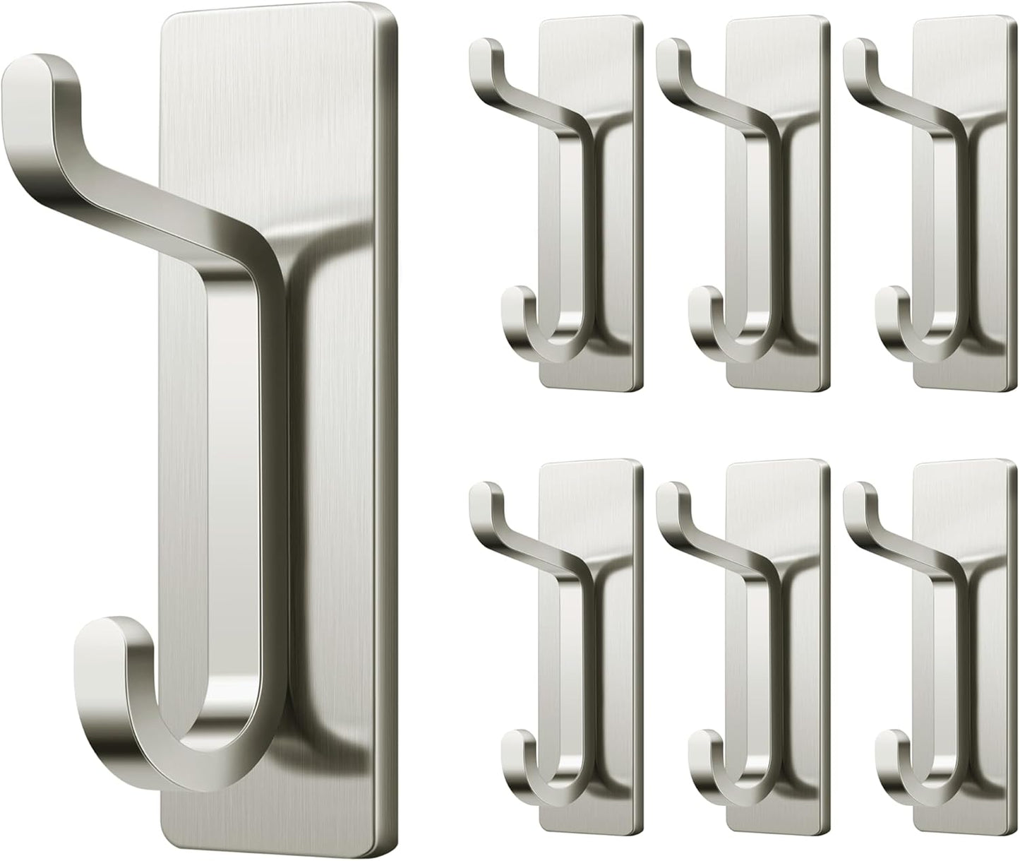 pickpiff Wall Hooks for Coat and Towel: 13LB Adhesive Door Hanger Stick on, Brushed Nickel 6 Pack