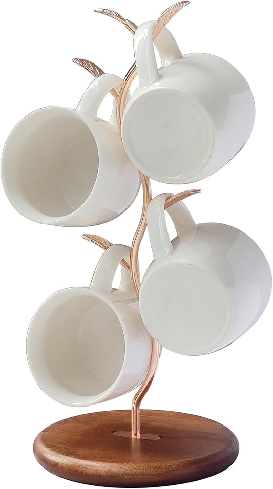 Leaf Shaped Coffee Tea Cup Mug Holder Stand for Countertop, Perfect Coffee Bar Accessory & Kitchen Home Organizer Gold