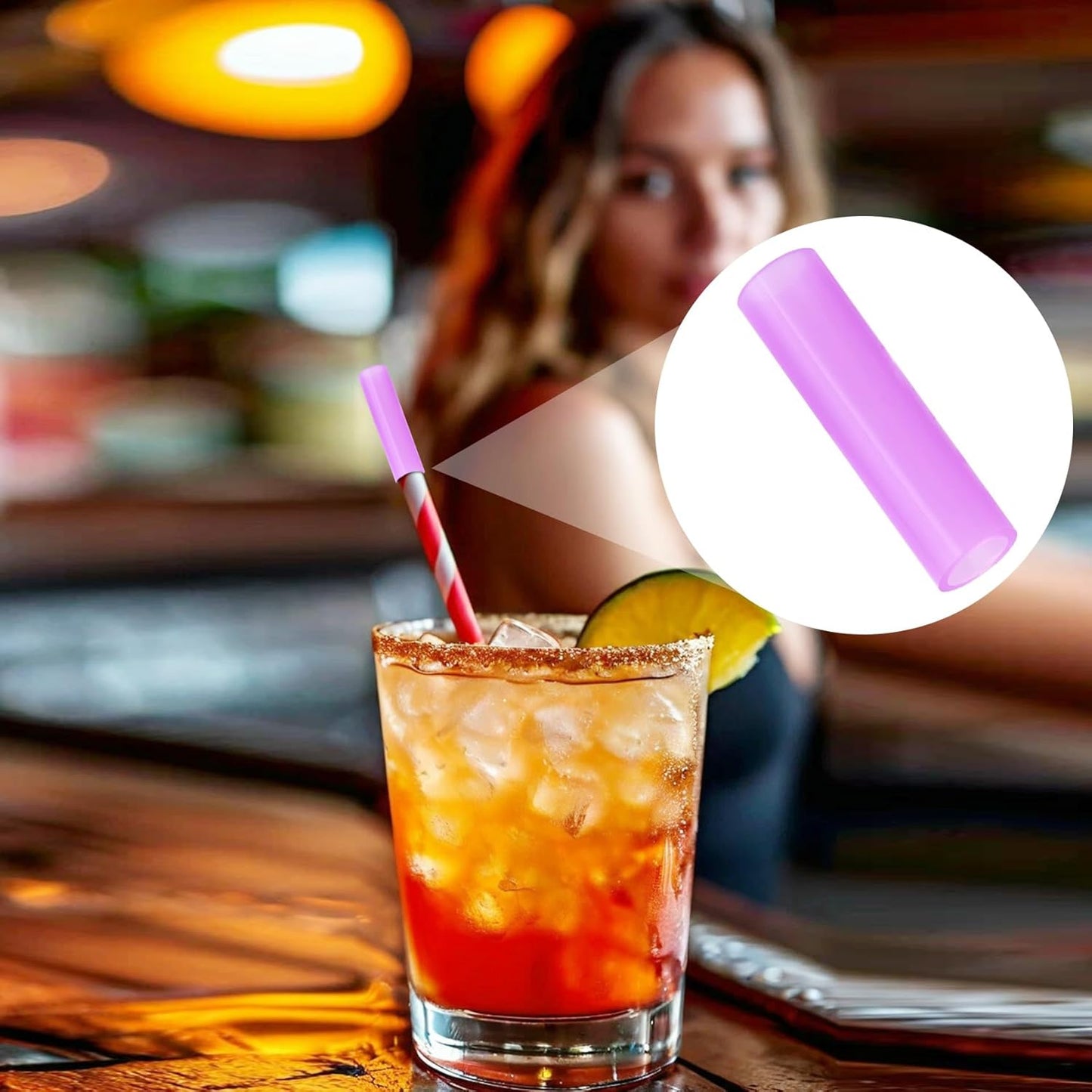 12pcs Food-Grade Silicone Metal Straw Tips, Reusable Straight Straws Cover Replacement Tips, Soft Straw Toppers Kits for 8 mm Stainless Steel Metal Straws - 6 Colors