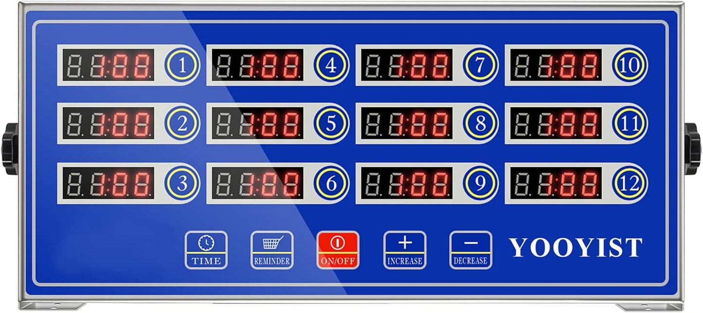 Kitchen Timers for Cooking – 12 Channel Commercial Kitchen Timer Restaurant Kitchen Supplies – Stainless Steel LED Technology Kitchen Timer Digital – Reminder Function, Loud Alarm, Blue