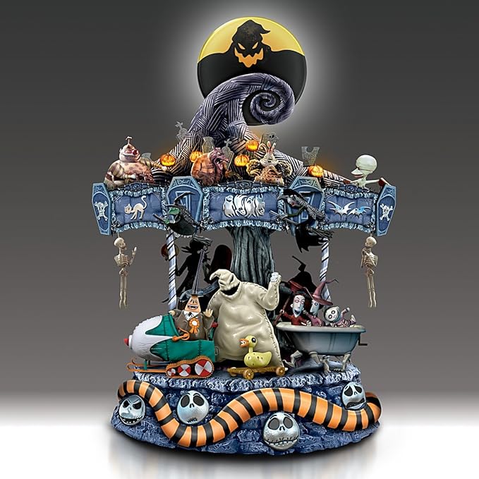 Tim Burton's The Nightmare Before Christmas Rotating Musical Carousel Sculpture: Lights Up