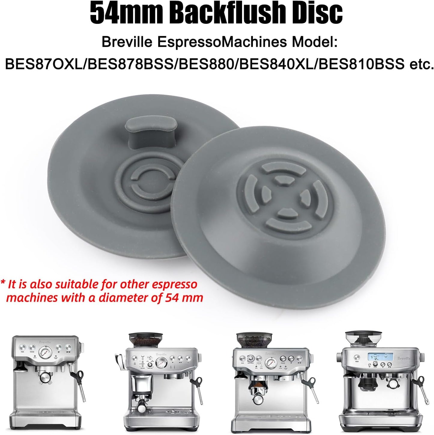 2Pack 54mm Espresso Backflush Cleaning Disc for Breville BES870XL/878/880/810BSS/840XL Machines,Professional Coffee Machine Accessories with Durable Silicone Compatible with Cleaning Tablets