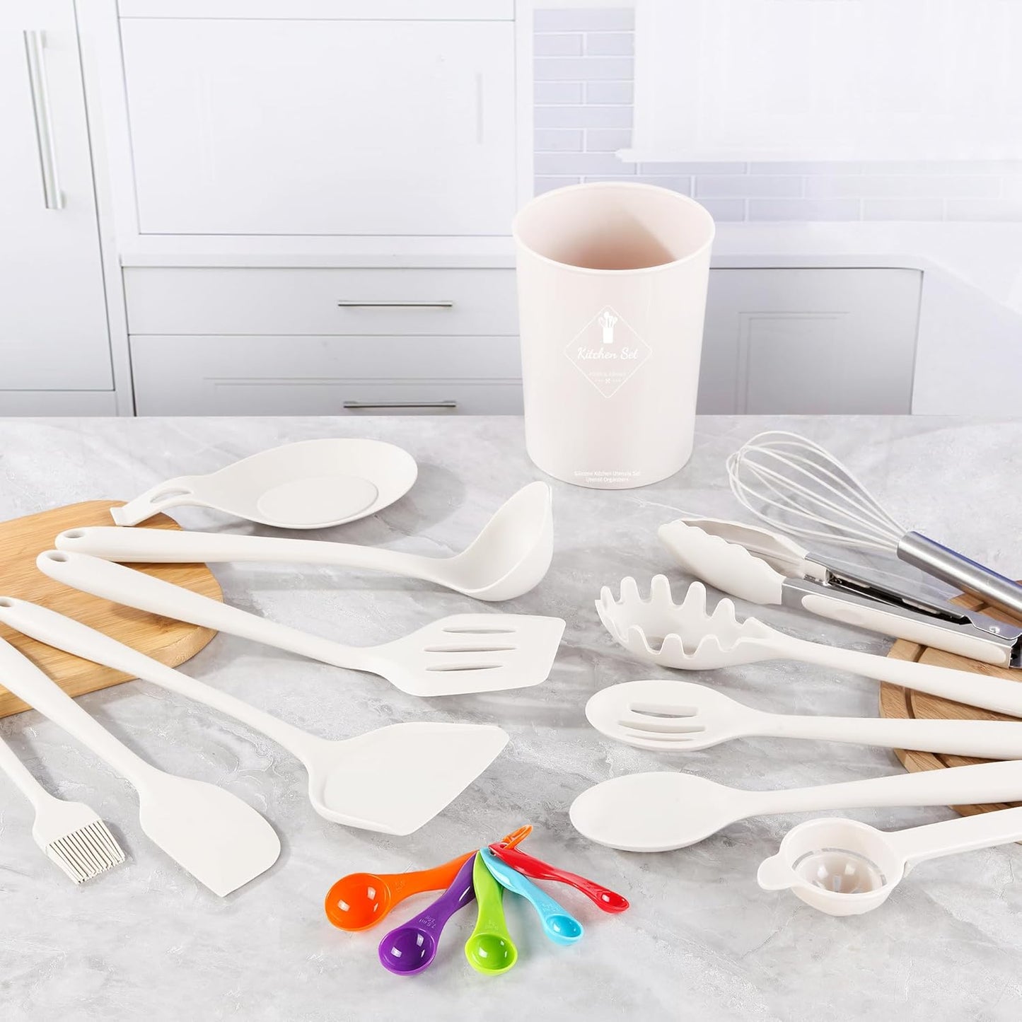 18 Pcs Cooking Utensils Set, Kitchen Utensils Set with Utensil Holder, 446°F Heat Resistant Silicone Spatula Set, Kitchen Gadgets Tools Set for Nonstick Cookware BPA FREE