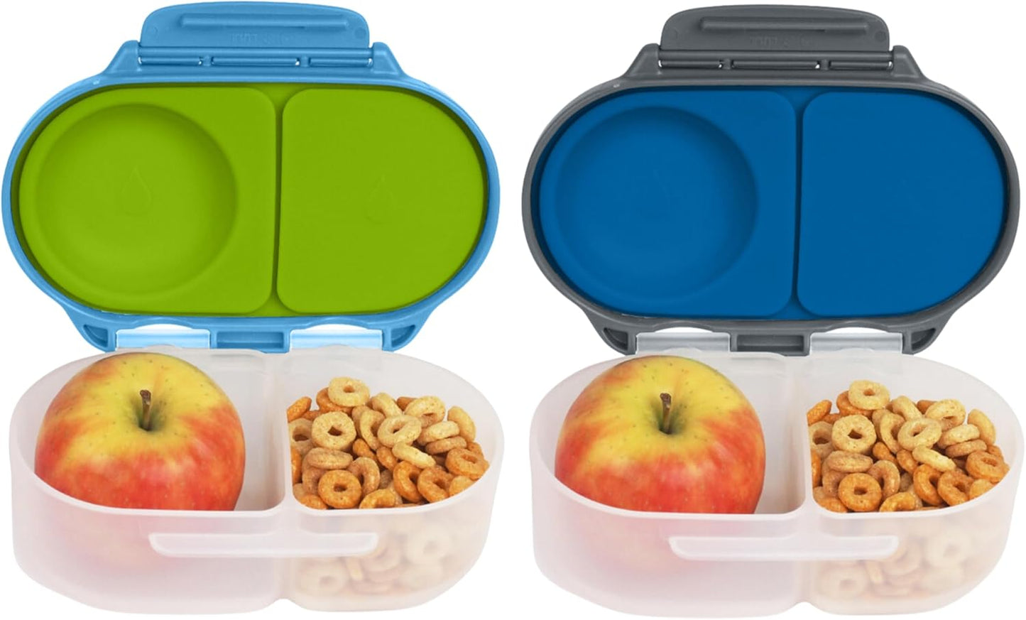 b.box Snack Box (2-pack) Reusable Snack Containers with Lids – Bento Box for Kids & Toddlers, Leakproof Lunch Box, BPA-Free and Dishwasher Safe Snack Container(O'Breeze + Blue Slate, 1 3/4 Cup)