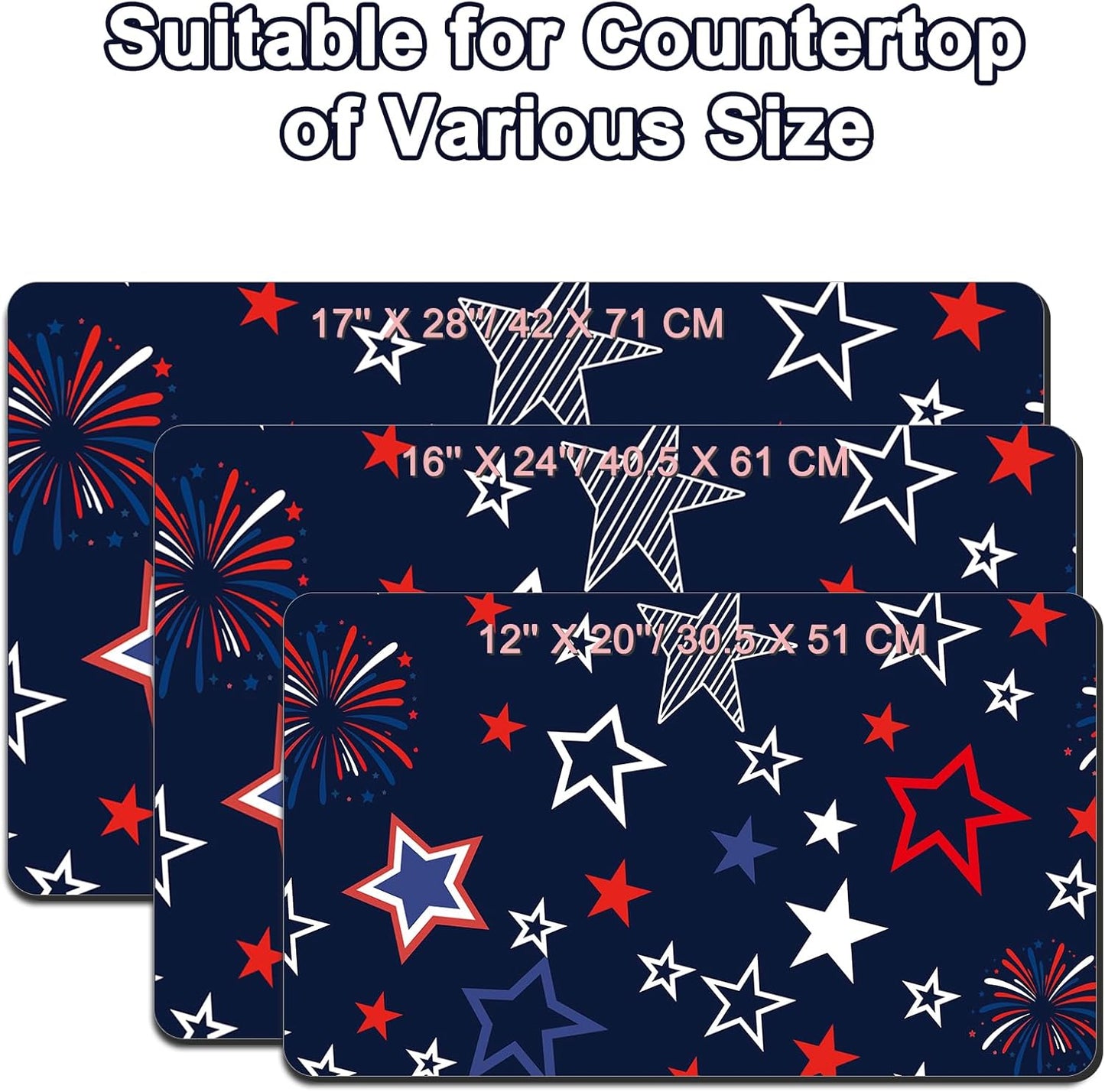 Dish Drying Mat 16" X 24", Super Absorbent & Cuttable Coffee Mats for Countertop, Kitchen Counter Mat Fits Under Coffee Maker or Machine, Hide Stain Drying Pad for Dish Drying Rack, B Stars Freworks