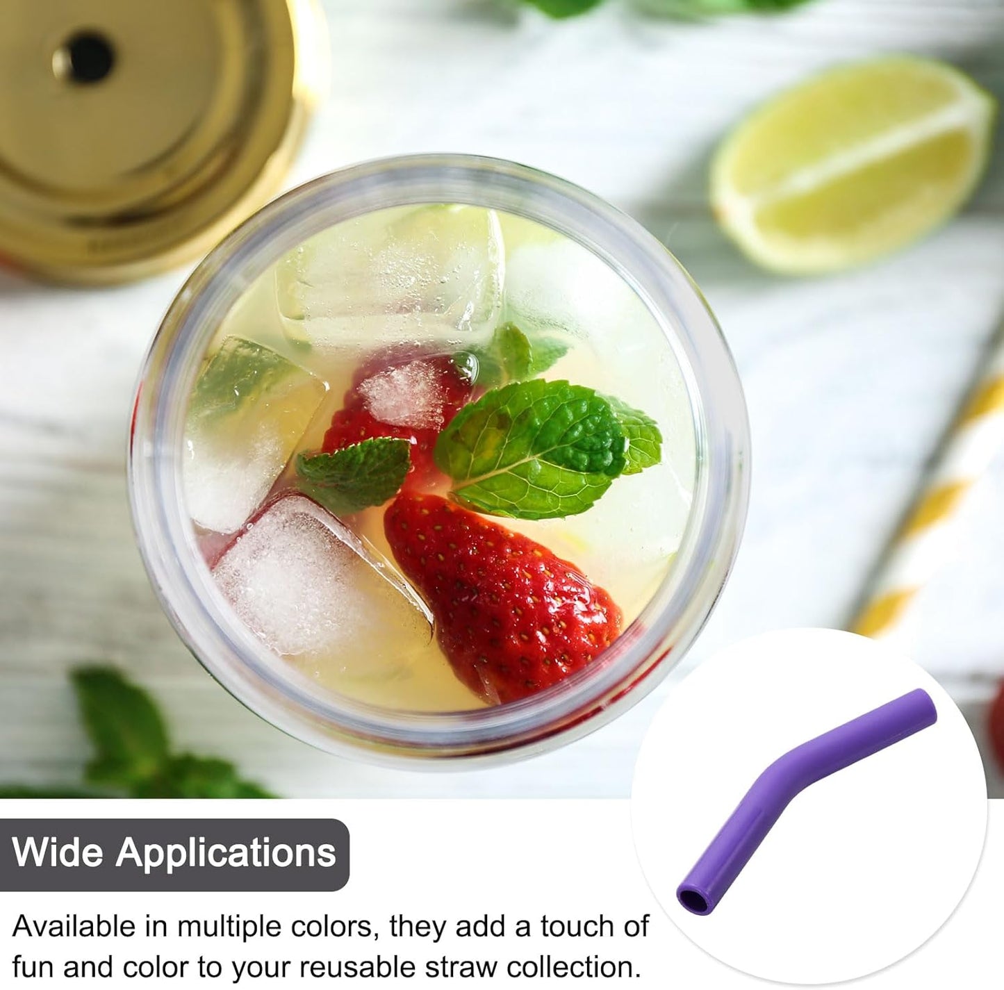 uxcell 4Pcs Silicone Straw Tips, Silicone Straw Elbows Tip, Soft Reusable Metal Straw Covers Fit for 8mm/0.31" OD Stainless Steel Straws, Purple