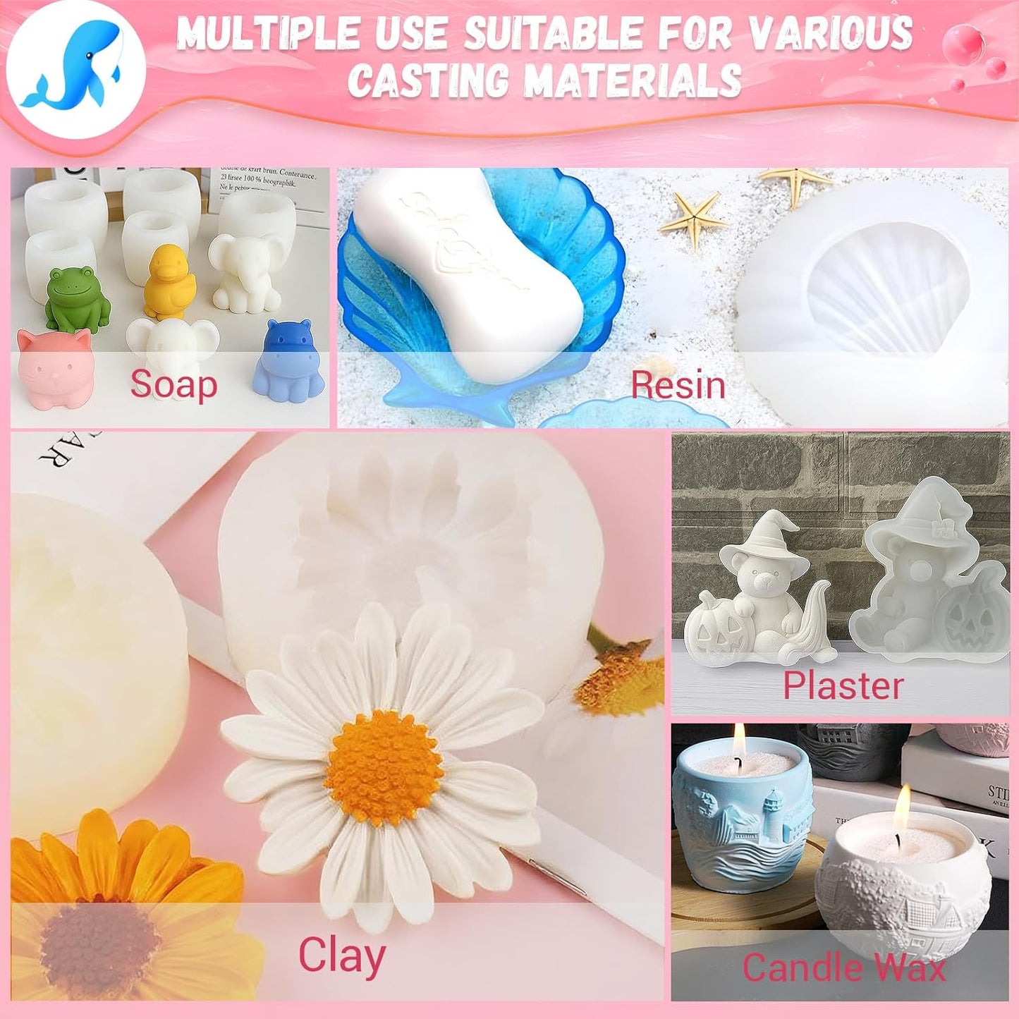 JHKL RESIN Silicone Mold Making Kit,1Gallon Platinum Liquid Silicone Rubber for Mold Maker,15A Silicone Molds,Mix Ratio 1:1 Silicone Rubber Mold Making Kit, Ideal for Casting 3D Resin Molds