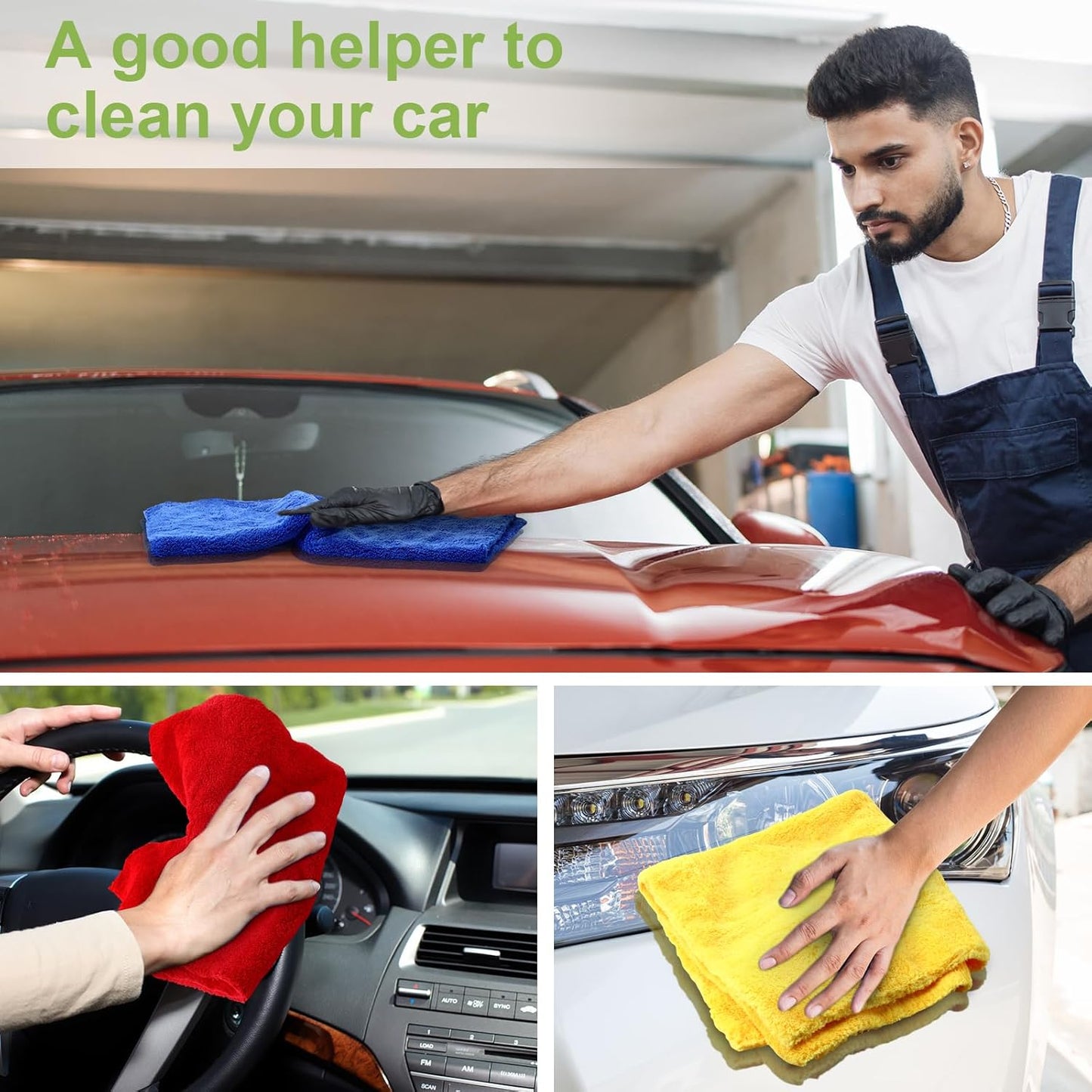 Shimeyao 30 Pcs Edgeless Microfiber Plush Towels for Cars Detailing Drying Wash Polishing Absorbent Cleaning Cloths, 500 GSM, 16 x 16 Inch(16 x 16 Inch,Multicolor,30 Pcs)