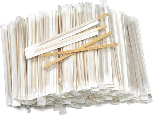 1000Pcs Bamboo Coffee Stirrers Individually Wrapped – Coffee Stir Sticks 5.5 Inch, Stir Sticks For Coffee Bar, Disposable Stir Sticks for Coffee and Cocktail