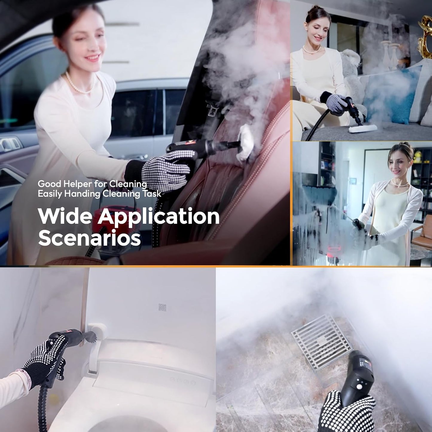 Steam Cleaner for Home, Steam Cleaner 2500w, High Pressure Steamer for Cleaning, 1.6L Water Tank, 3 Level Steam Control, High Heat Handheld Steamer for Kitchen, Bathroom, Upholstery, Car, Furnitur