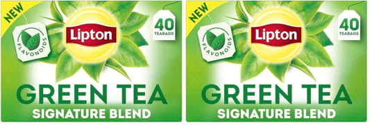 Lipton Signature Blend Green Tea Bags, Unsweetened Teabags for Hot Tea or Iced Tea with Caffeine and Flavonoids, 40 Total Tea Bags (Pack of 2)