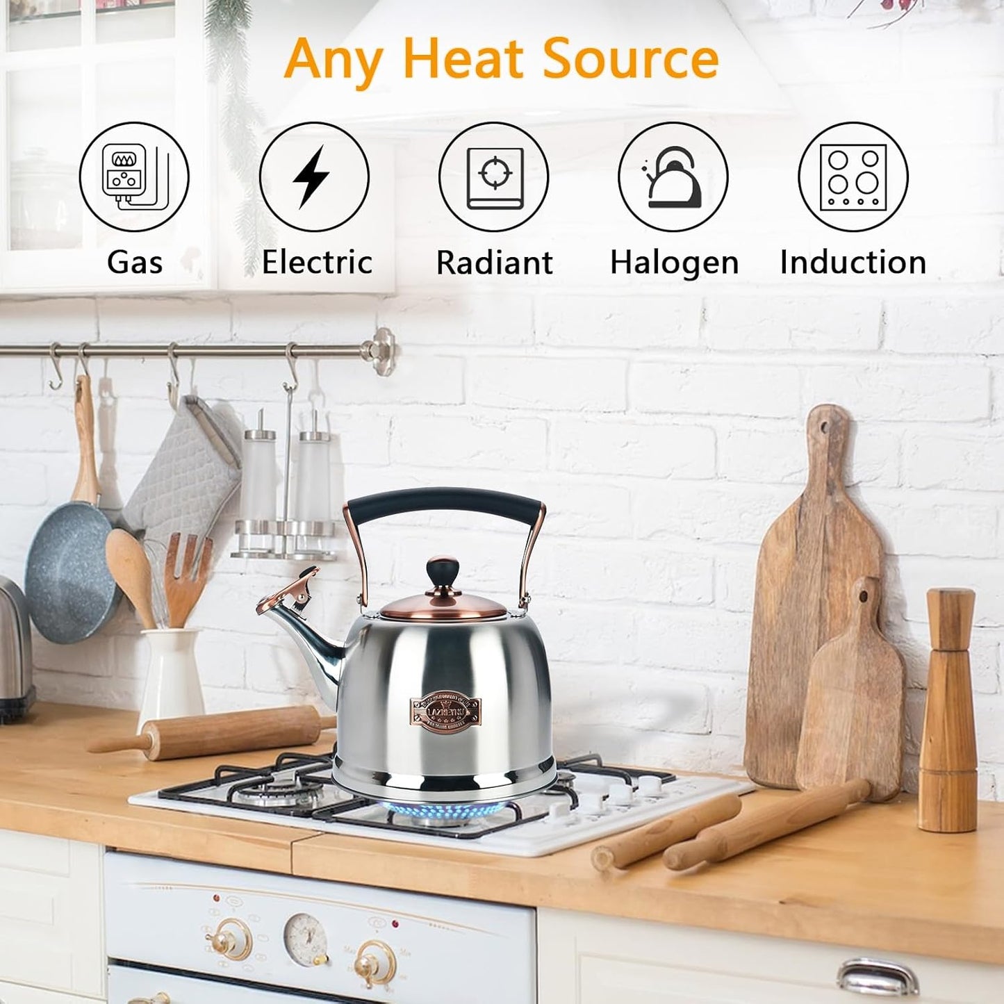 Tea Kettle Stainless Steel Teapot, Stainless Steel Teakettle for Stove Top with Heat Proof Ergonomic Handle 3.0 Quart