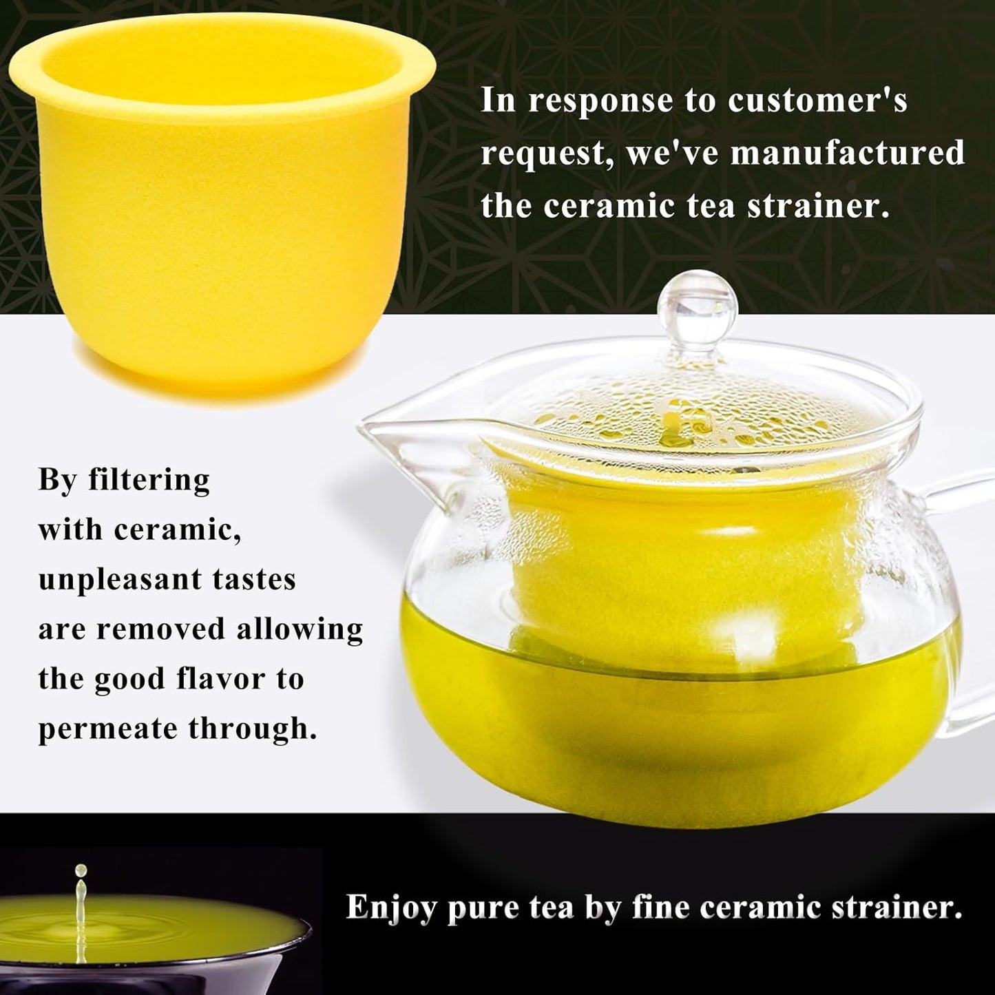Heatproof Glass Teapot 13.5 fl (400 ml) with Removable Ceramic Infuser strainer Ha-Pot Made in Japan (Green)
