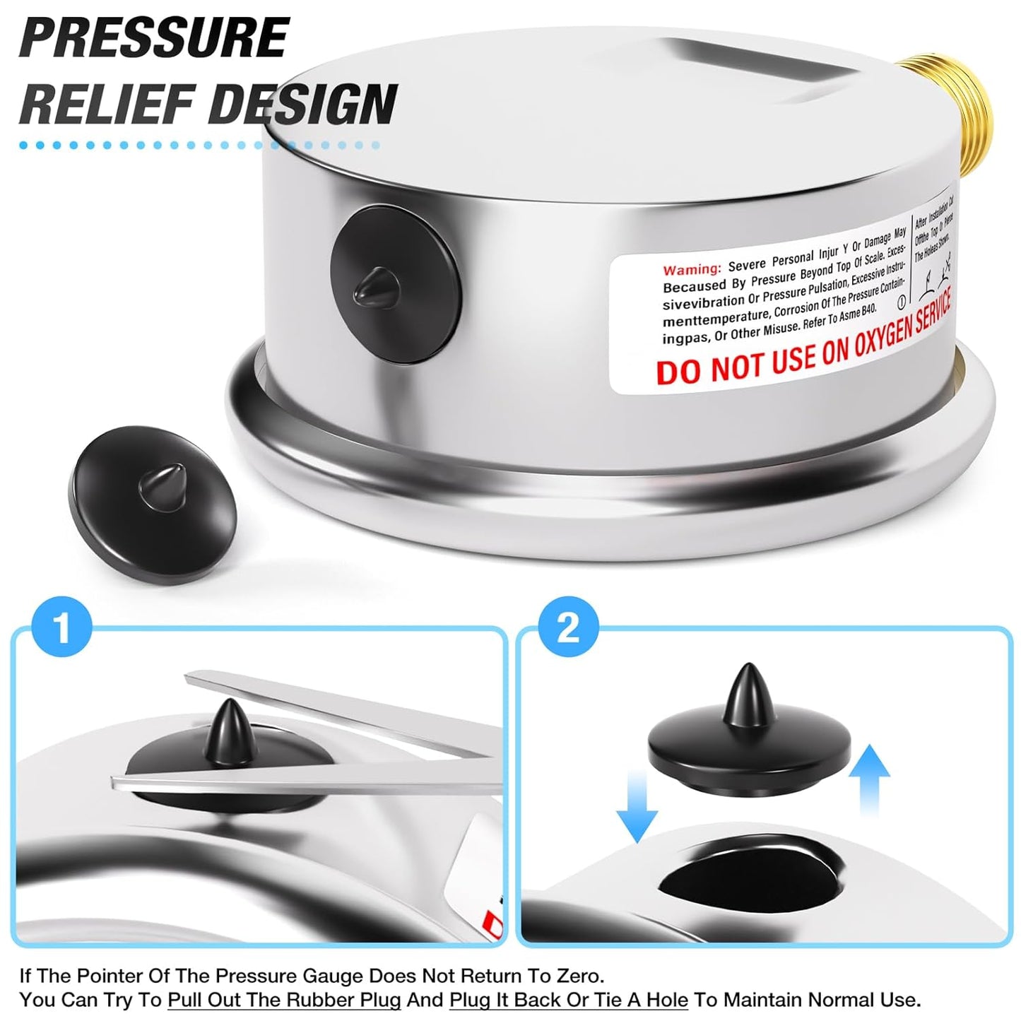 MEANLIN MEASURE 0~10Psi Liquid Filled Pressure Gauge 1/4" NPT 2.5" FACE DIAL Stainless Steel Glycerin Filled WOG Water Oil Air Lower Mount (with 2PCS Snaps)