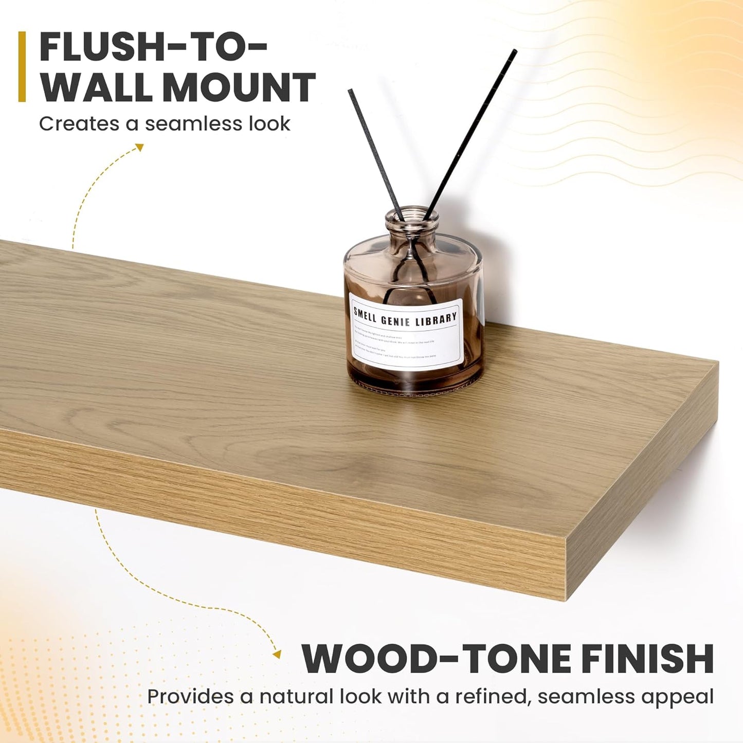 30 Inch Floating Shelves, 9.3" Deep Floating Shelf Wall Mounted, 30" Wall Shelves, Rustic Deep Bookshelf, Large Display Shelves & Storage Shelves for Bedroom, Living Room, Oak, Set of 2