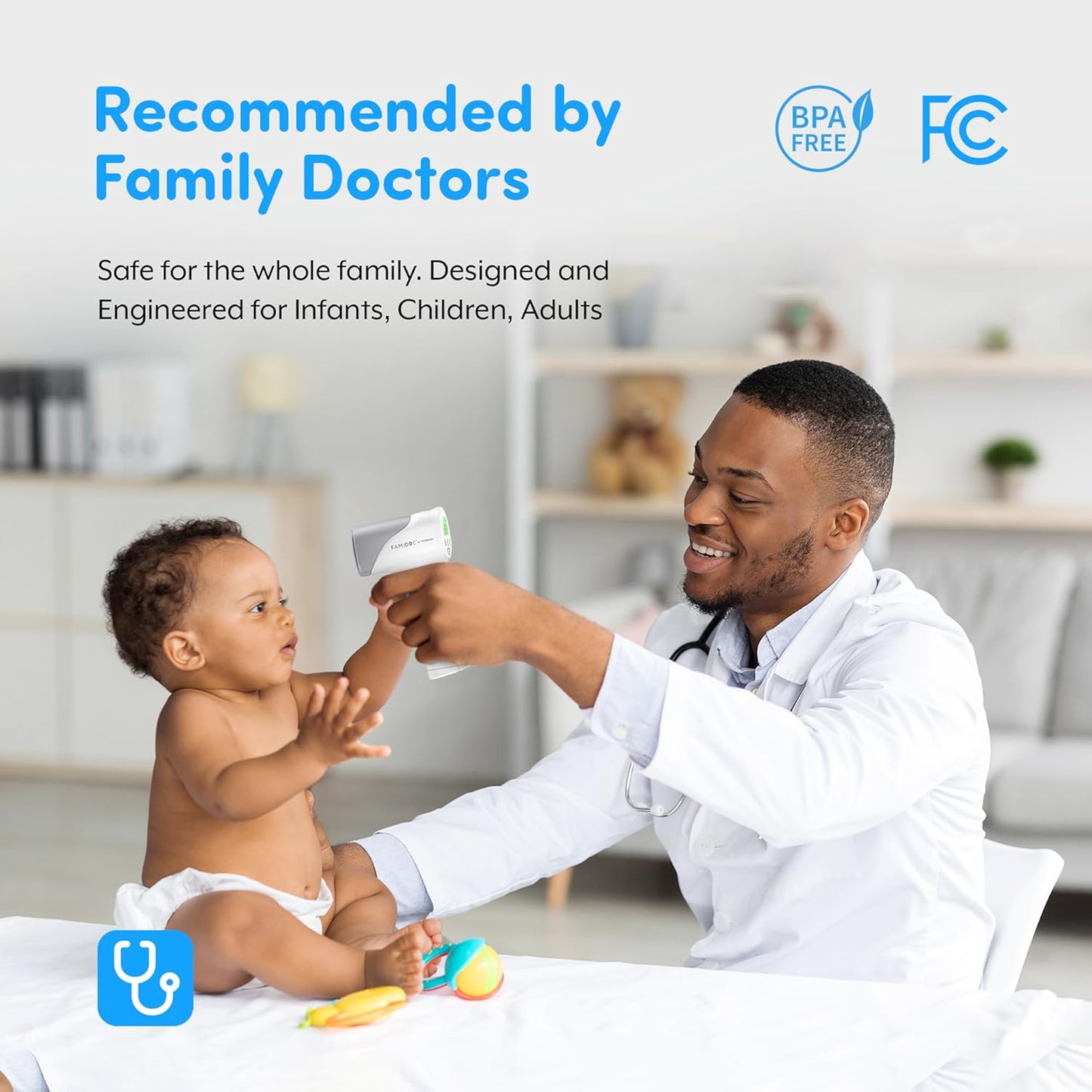 Medical Grade FSA-HSA Eligible Heavy Duty Touchless Infrared Forehead Thermometer, for Adults & Baby Digital Thermometer Gun, 1s Instant Results