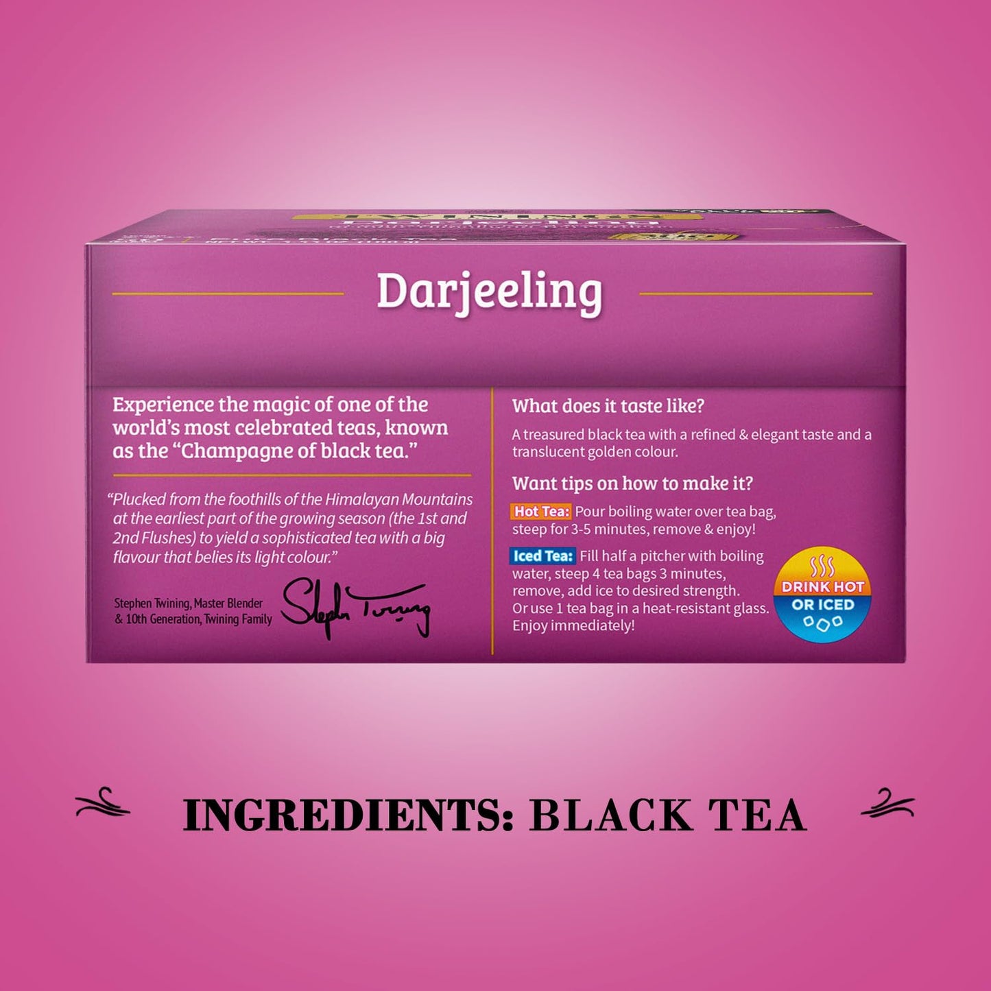 Twinings Darjeeling Tea - Caffeinated Black Tea Bags Individually Wrapped, 20 Count