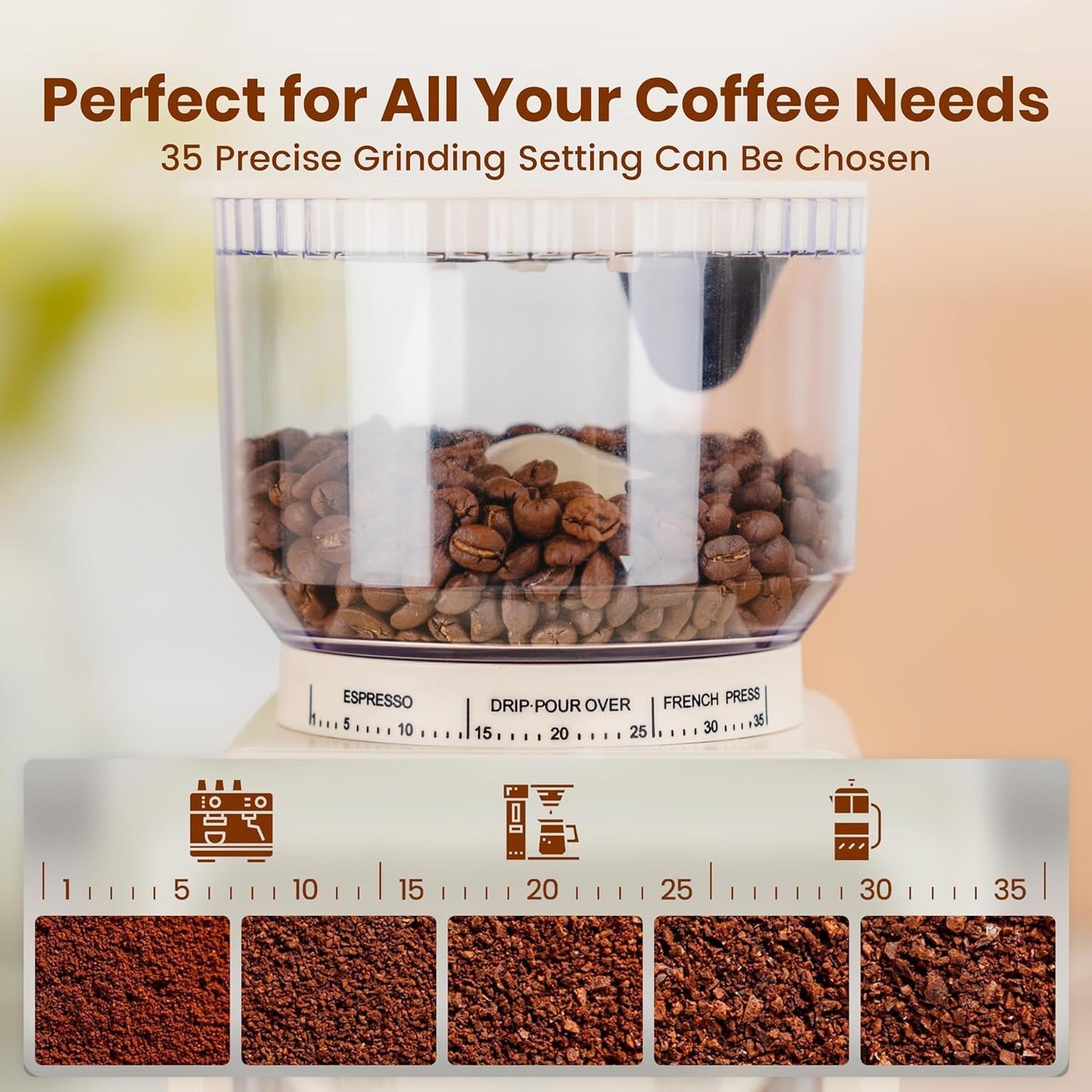 Gevi 20 Bar Espresso Coffee Machine with Burr Grinder Set | 35 Precise Grind Settings | Milk Frother for Latte Cappuccino | Professional Home Barista Kit | Gift for Coffee Lovers