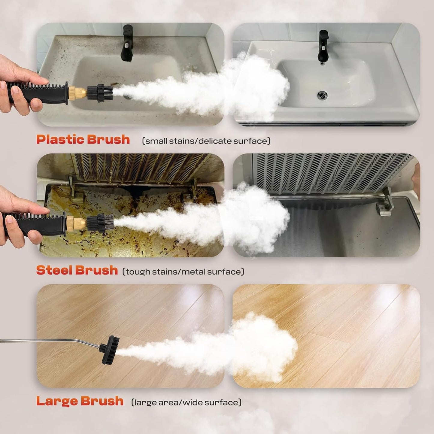 Moongiantgo Handheld Steam Cleaner, 2500W High Pressure Steamer for Cleaning, Portable Pressurized Cleaning Machine for Home Kitchen Car Detailing Grout Tile Bathroom with 1200ml Water Tank (Yellow)