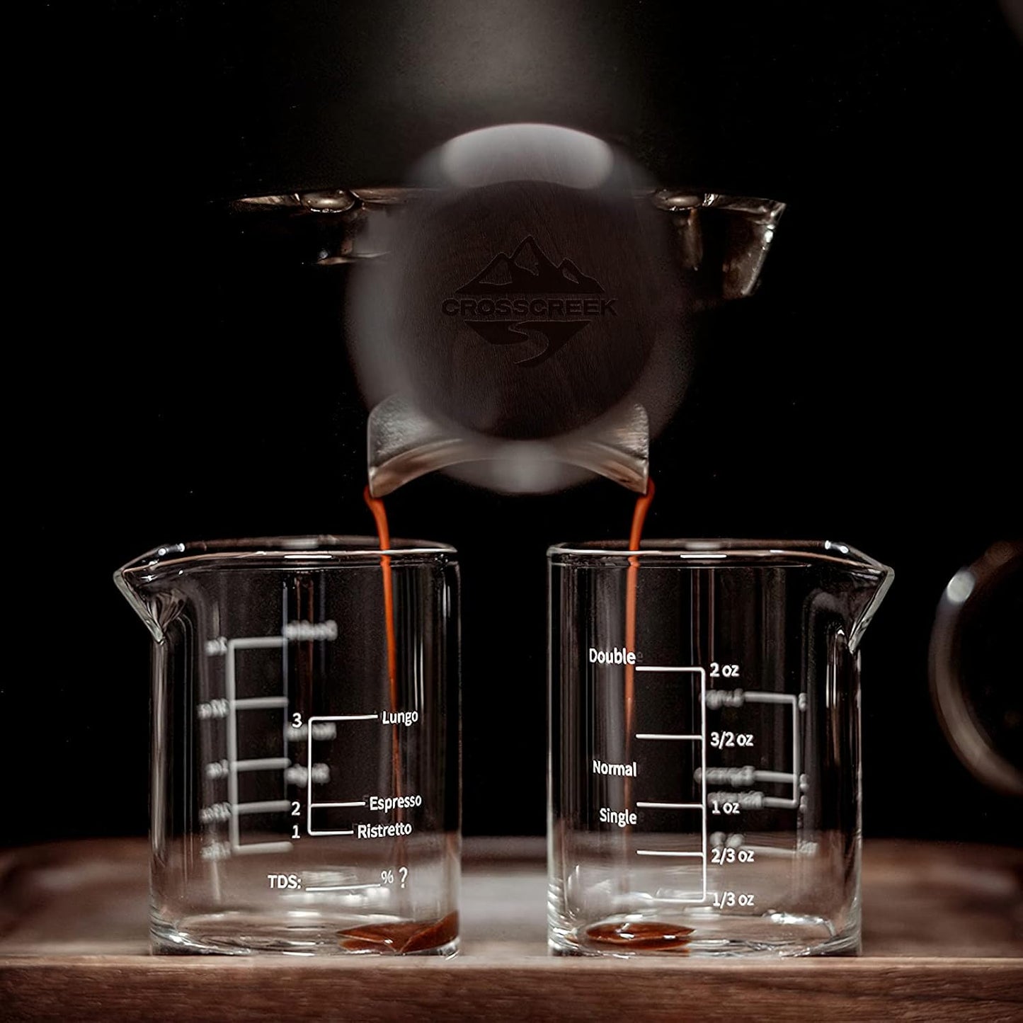 58mm Espresso Double Spouts Portafilter with 2 Ear | Fits E61 | Flair/Rocket/Sanremo/Expobar etc. | Stainless Steel Basket and Solid Wood Handle | Espresso Accessories