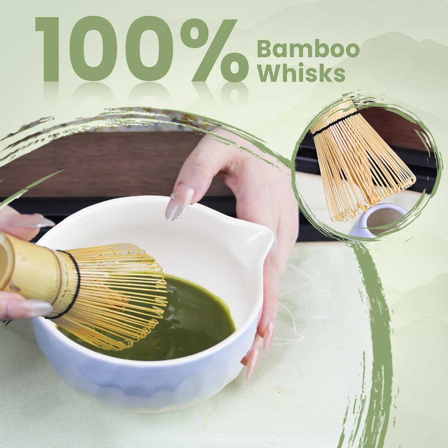 7-Pcs Matcha Whisk Set - Ceramic Matcha Set Includes Bowl,Whisk,Holder,Bamboo Scoop,Scoop Rest,Sifter & Tea Towel – Japanese Traditional Tea Kit for Beginners & Tea Lovers (Gradient Blue)