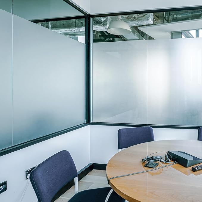 HIDBEA Frosted Window Privacy Film Non-Adhesive, Reusable Window Glass Films Heat Control Self Static Cling Removable Window Stickers for Home Office Living Room (Frosted, 55.1 Inch x 32.8 Feet)