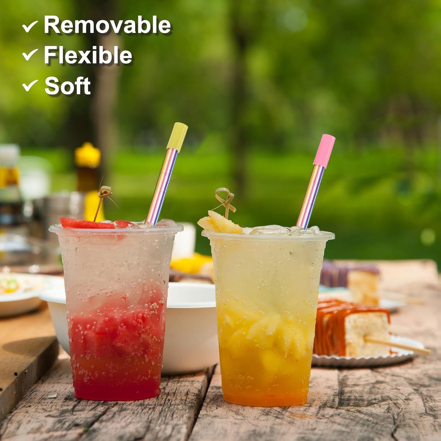 uxcell 20Pcs Silicone Straw Tips, Metal Straw Covers, Soft Reusable Straws Tips Fit for 8mm/0.31" OD Stainless Steel Straws (Purple)