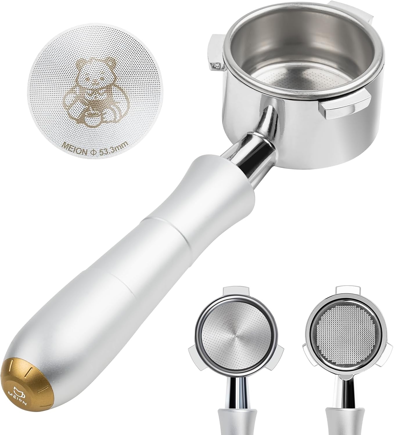 MEION 54mm Bottomless Portafilter Compatible with Breville Barista Express Machines, Sage, Barista Pro, BES870XL, BES878, BES880, Espresso Portafilter with 18g Filter Basket & Puck Screen