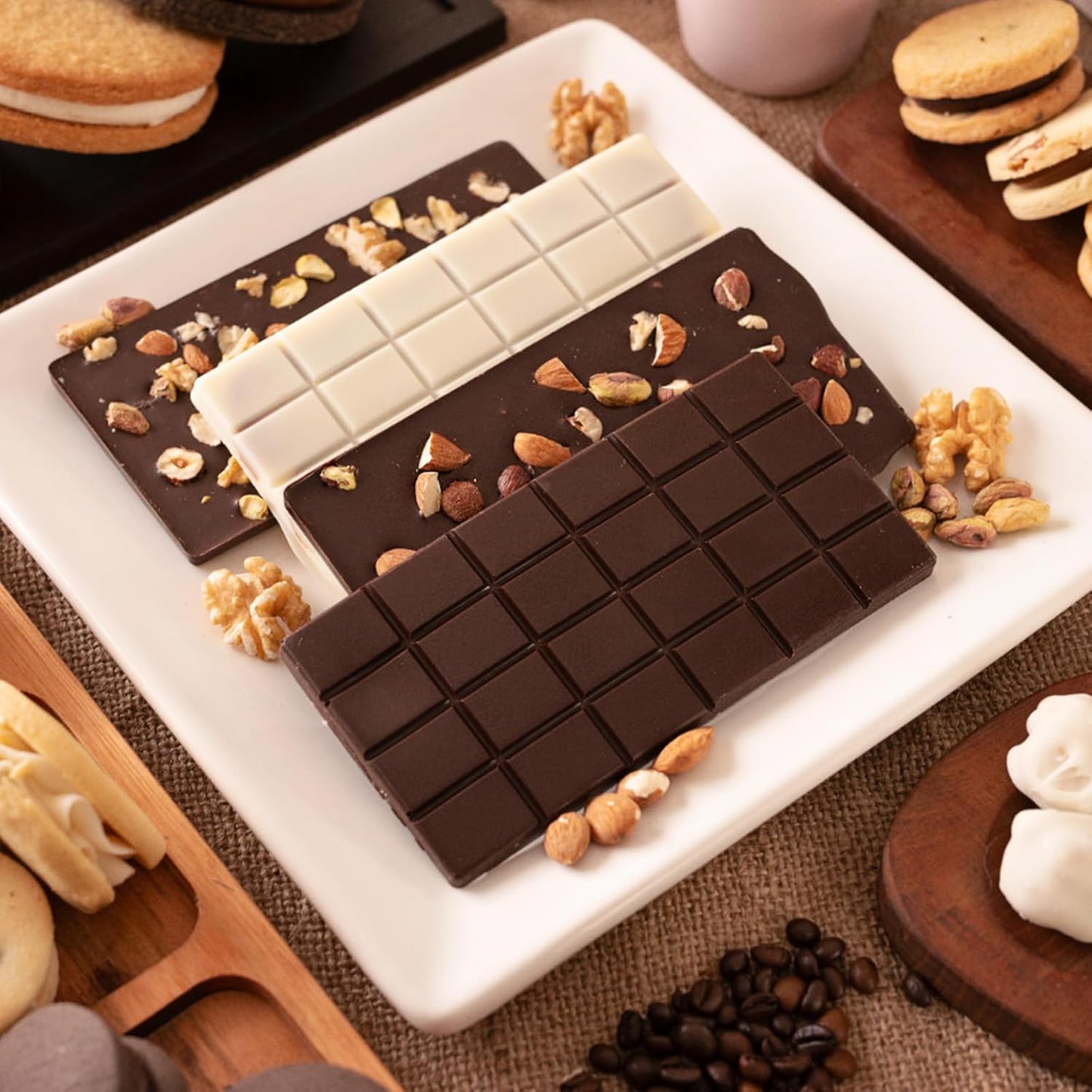 4 PCS Break-Apart Chocolate Molds, Non-Stick Chocolate Bar Molds Silicone Candy Bar Molds for Protein Energy Bar