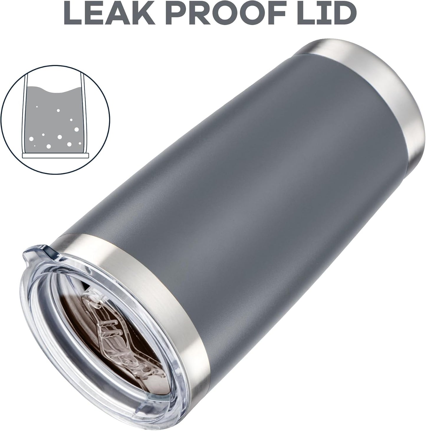 20 oz Tumbler with Lid Stainless Steel Insulated Tumblers Bulk Double Wall Vacuum Cups Powder Coated Travel Mug Keep Drinks Cold and Hot, Grey, 12 Pack