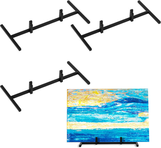 4 Pcs Metal Glass Display Stands Easel for Stained,ceramic Tiles, Plaques, for Picture, Collectibles Ceramic Tiles Photo Office Trade Show Office, or Home(Black,7.87 x 3.94 x 0.98 Inch)